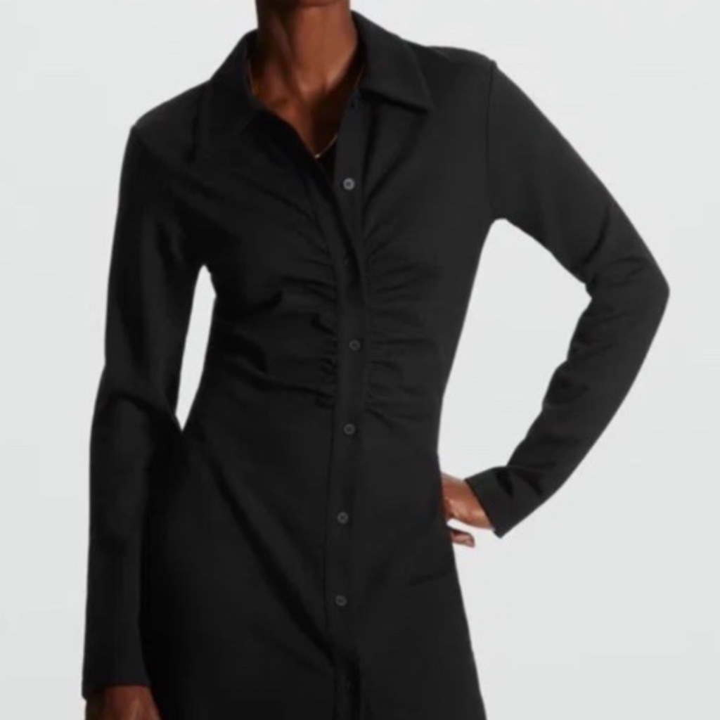 Cos Gathered Midi Button Down Shirt Dress Nwt